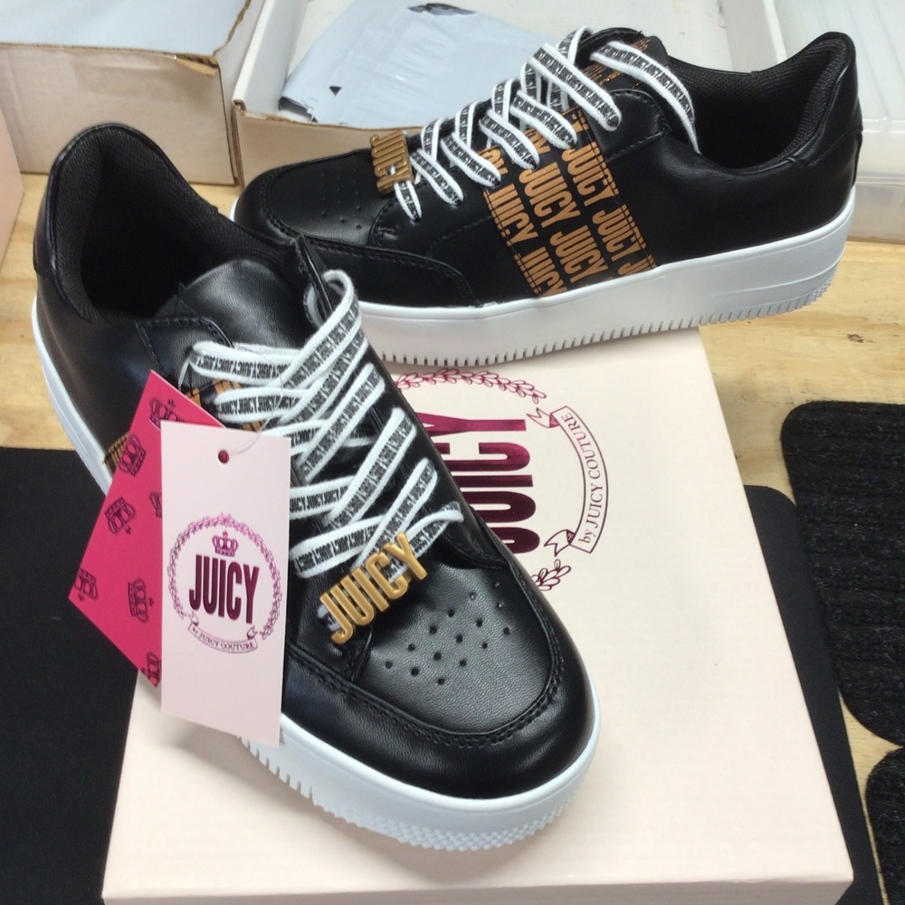 New with tags Size 8 M women’s Juicy Couture J-Danika black bling shoes.